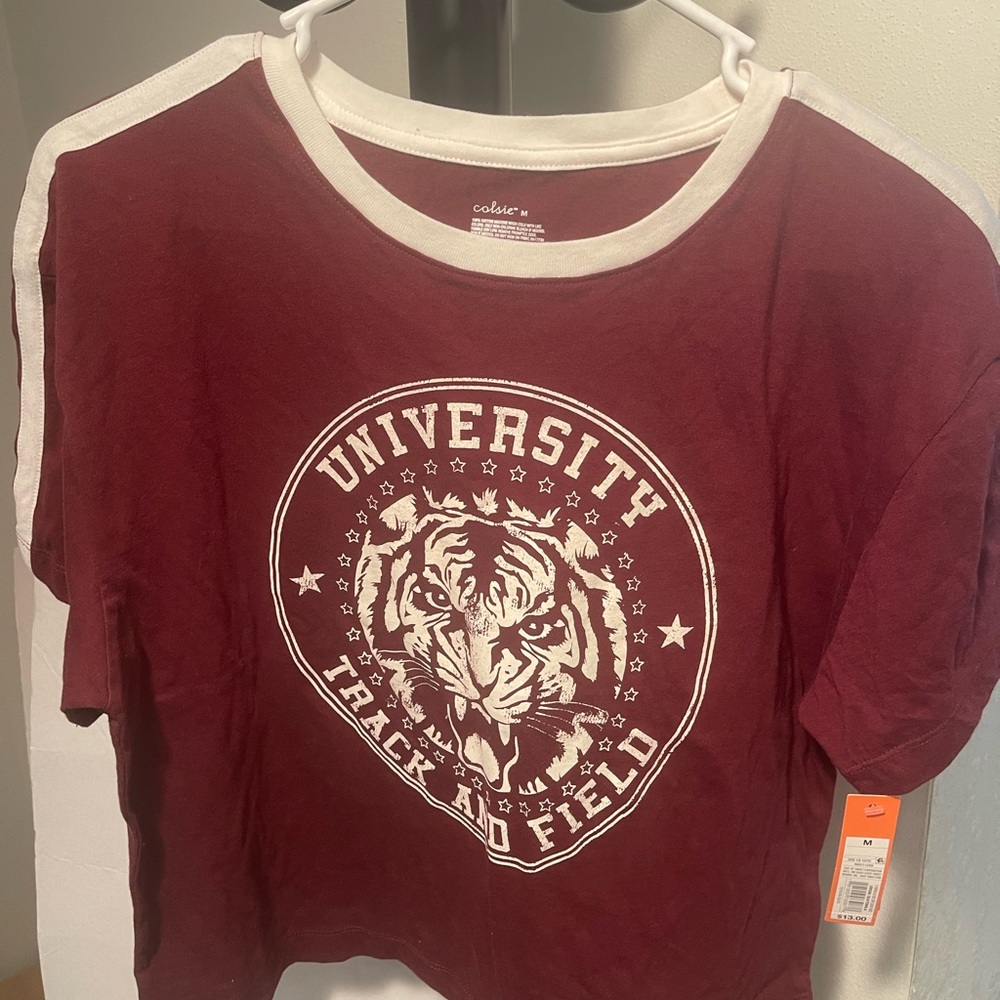 Juniors shirt from Target. Maroon in color University Track and Field